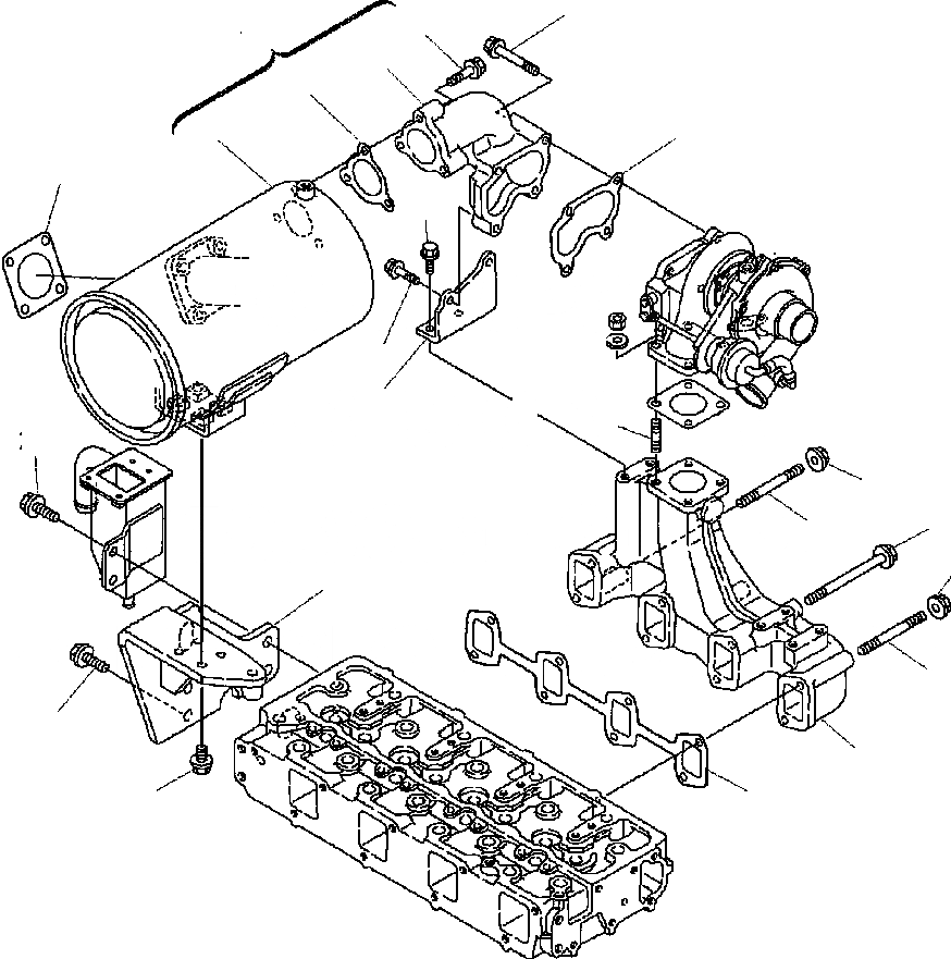 Схема запчастей Komatsu WB140-2N - FIG. A-A ВЫПУСКНОЙ КОЛЛЕКТОР И ГЛУШИТЕЛЬ - TURBO ДВИГАТЕЛЬ ДВИГАТЕЛЬ