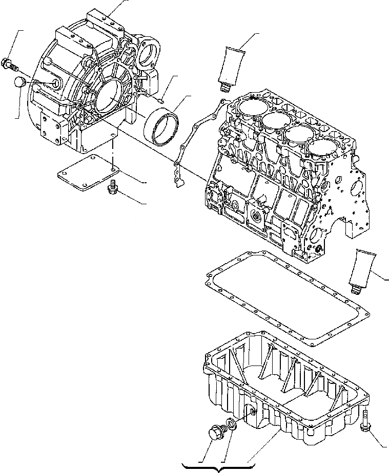 Схема запчастей Komatsu WB140-2N - FIG. A-A КАРТЕР МАХОВИКА И МАСЛ. НАСОС ДВИГАТЕЛЬ