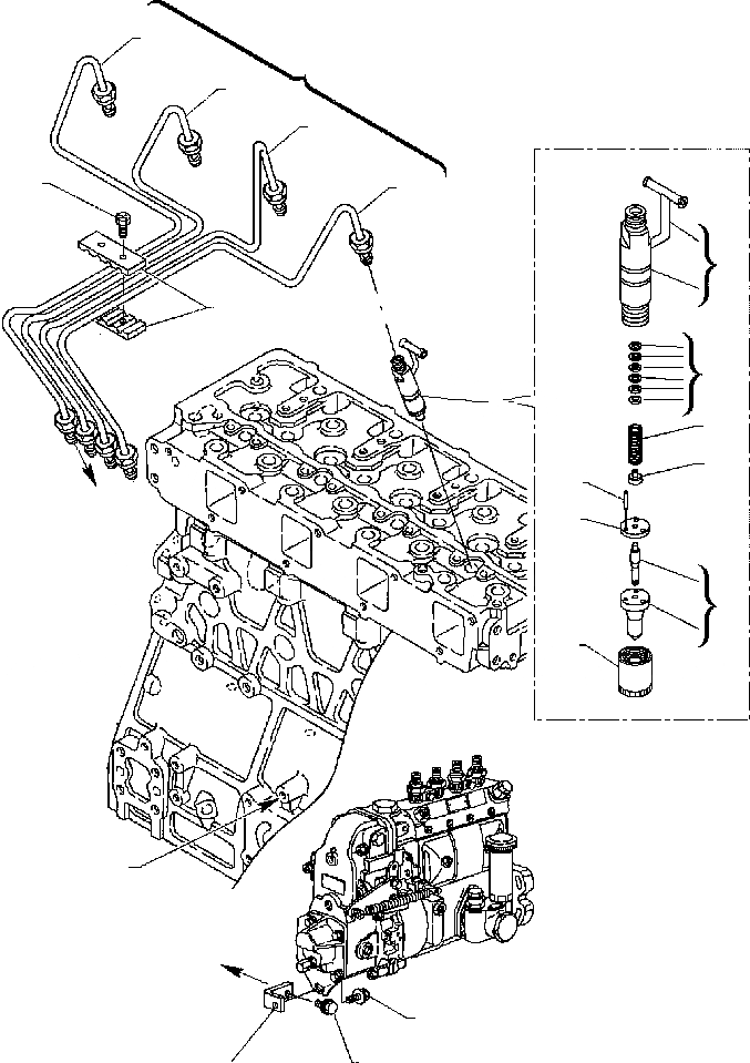 Схема запчастей Komatsu WB140-2N - FIG. A-A ТОПЛИВН. ИНЖЕКТОРНЫЙ КЛАПАН - ASPIRATED ДВИГАТЕЛЬ ДВИГАТЕЛЬ