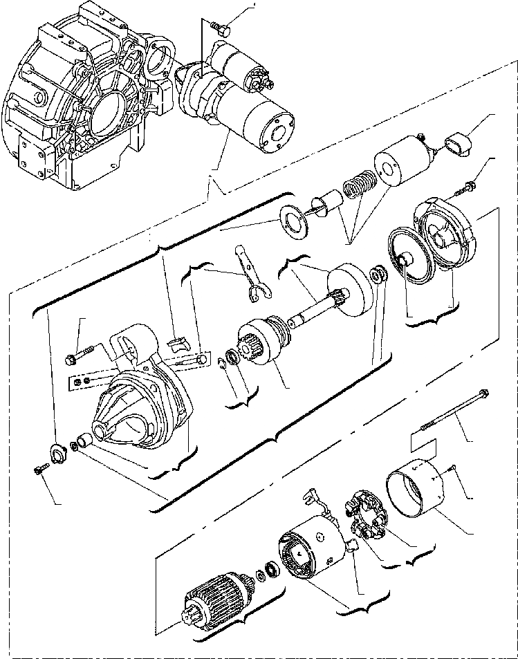 Схема запчастей Komatsu WB140-2N - FIG. A-A СТАРТЕР ДВИГАТЕЛЬ