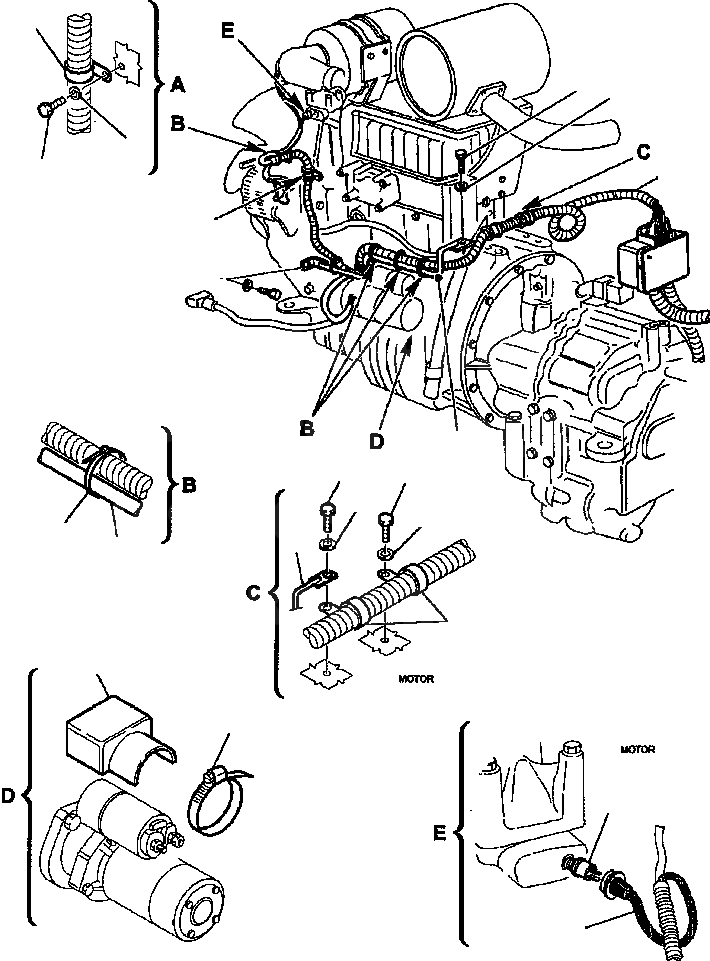 Схема запчастей Komatsu WB140-2N - FIG. E-A ЭЛЕКТРИКА - ПРОВОДКА ASSEMBLY ЭЛЕКТРИКА