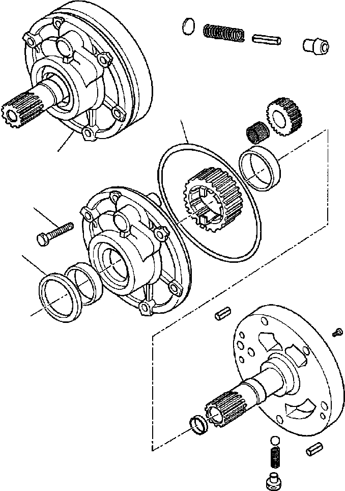 Схема запчастей Komatsu WB140-2N - FIG. F-A ТРАНСМИССИЯ (WD) - ПРИВОД НАСОС СИЛОВАЯ ПЕРЕДАЧА И КОНЕЧНАЯ ПЕРЕДАЧА