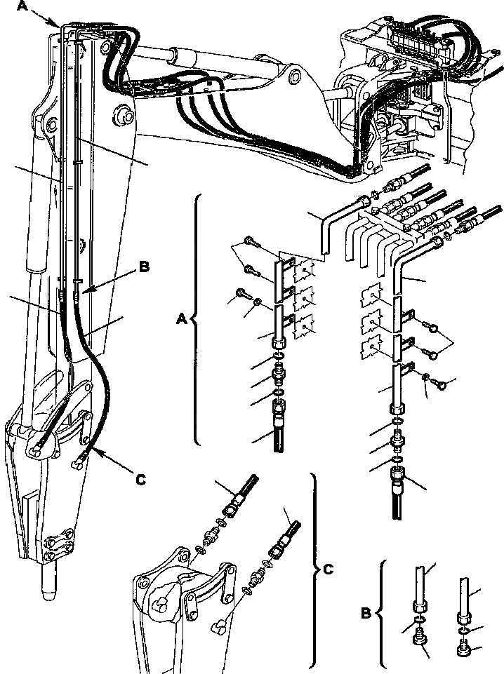 Схема запчастей Komatsu WB140-2N - FIG. H87-A ГИДРОЛИНИЯ - МОЛОТ - РУКОЯТЬ - МОЛОТ ФИКСИР. РУКОЯТЬ ГИДРАВЛИКА