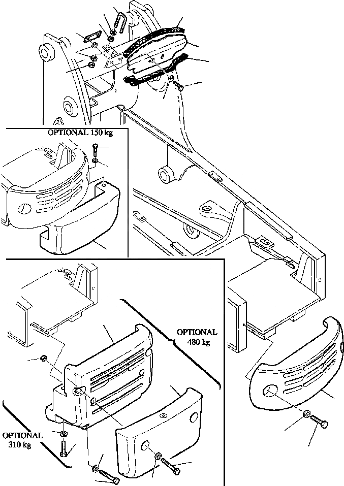 Схема запчастей Komatsu WB140-2N - FIG. M-A ПРОТИВОВЕС ЧАСТИ КОРПУСА