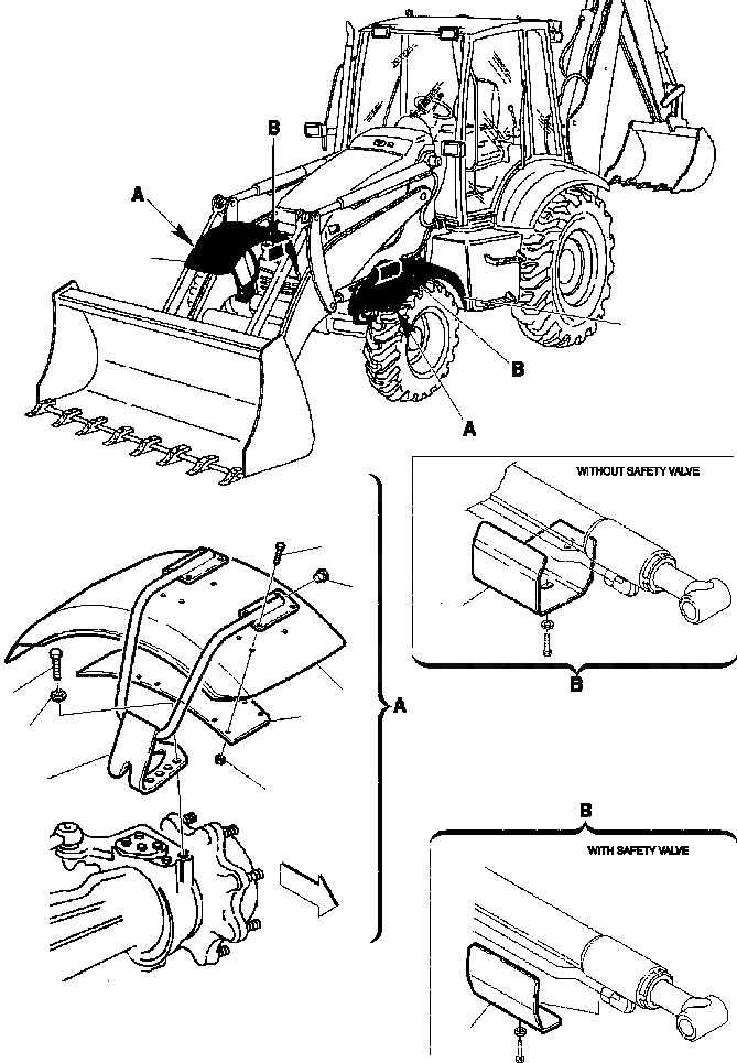 Схема запчастей Komatsu WB140-2N - FIG. M-A ПЕРЕДН. КРЫЛО ЧАСТИ КОРПУСА