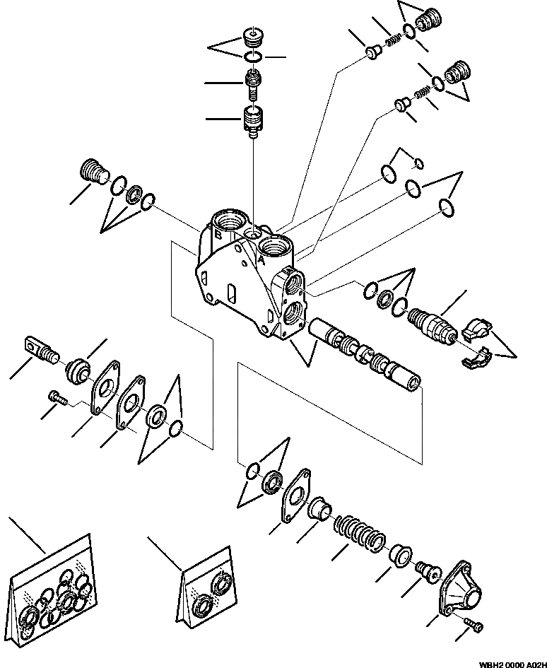 Схема запчастей Komatsu WB140-2N - H-A ЭКСКАВАТ. КЛАПАН РУКОЯТЬ SECTION - заводской номер A7- ГИДРАВЛИКА