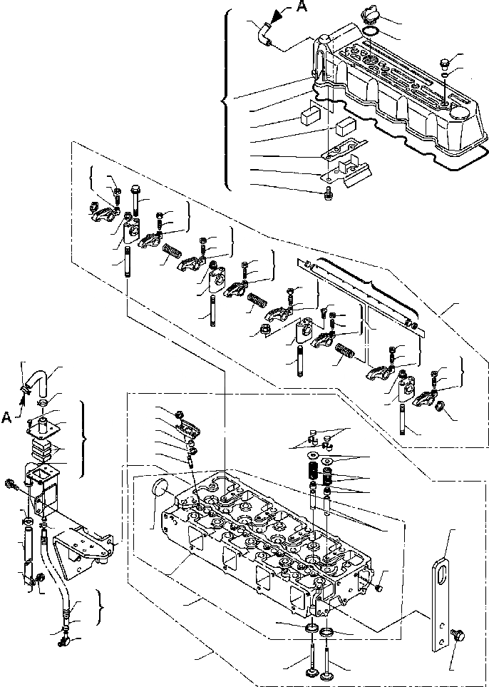 Схема запчастей Komatsu WB140PS-2N - FIG. A-A ГОЛОВКА ЦИЛИНДРОВ ДВИГАТЕЛЬ