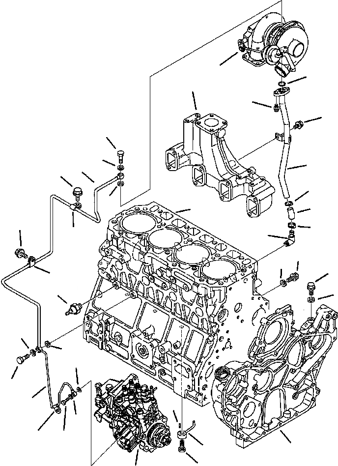 Схема запчастей Komatsu WB140PS-2N - FIG. A-A ДВИГАТЕЛЬ - TURBO LUBE ЛИНИИ ДВИГАТЕЛЬ