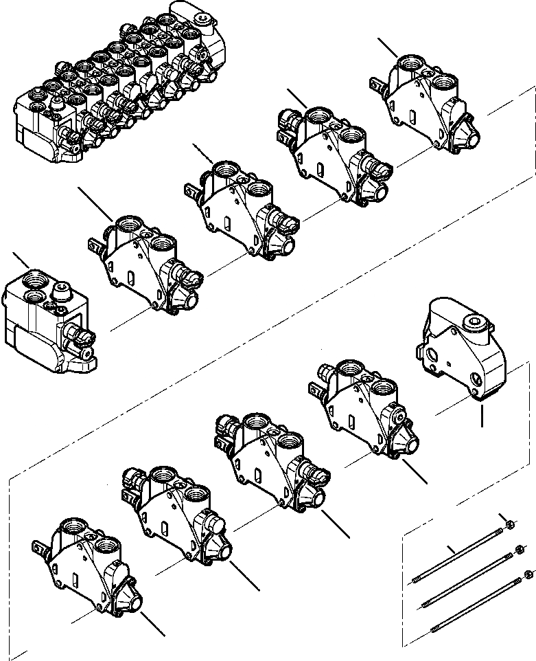 Схема запчастей Komatsu WB140PS-2N - FIG. H-A 8 SECTION УПРАВЛЯЮЩ. КЛАПАН - РУКОЯТЬ И МОЛОТ ГИДРАВЛИКА