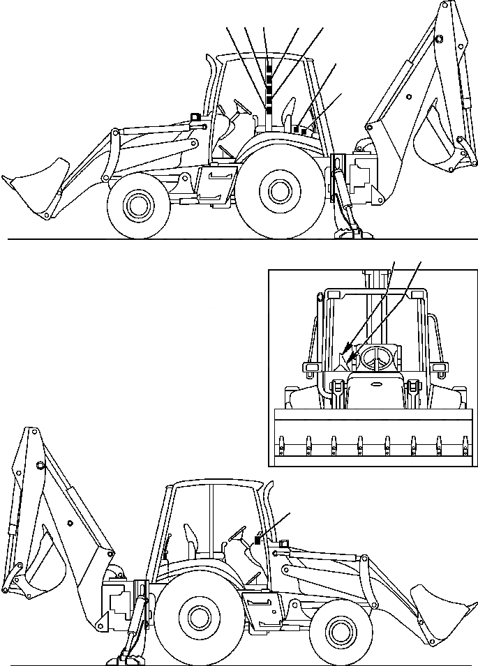 Схема запчастей Komatsu WB140PS-2N - FIG. U-A ТАБЛИЧКИS - ON КАБИНА МАРКИРОВКА