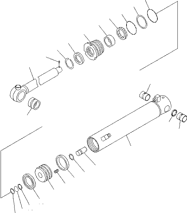 Схема запчастей Komatsu WB140-2T - ЦИЛИНДР ОПОРЫ ПРАВ. (ВНУТР. ЧАСТИ) РАБОЧЕЕ ОБОРУДОВАНИЕ ЦИЛИНДР