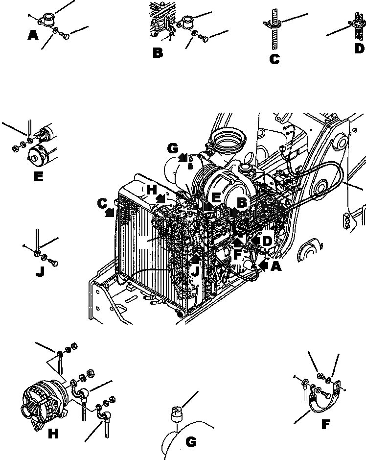 Схема запчастей Komatsu WB142-5 - E-A ДВИГАТЕЛЬ ЭЛЕКТРОПРОВОДКА (/) ЭЛЕКТРИКА