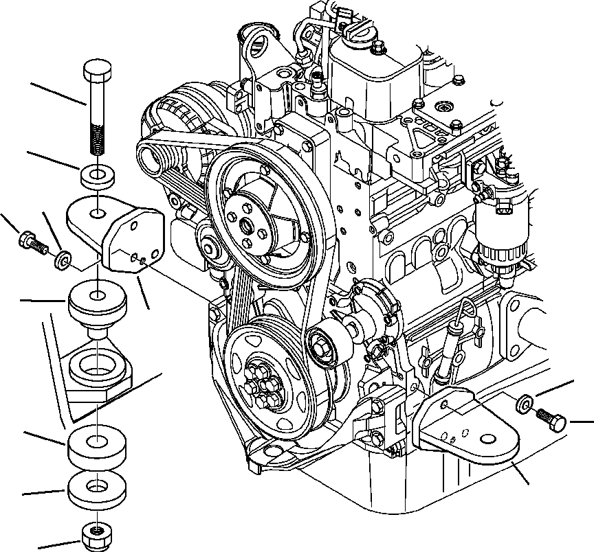 Схема запчастей Komatsu WB146-5 - B-A КРЕПЛЕНИЕ ДВИГАТЕЛЯ КОМПОНЕНТЫ ДВИГАТЕЛЯ