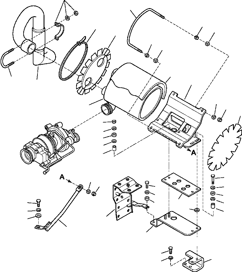 Схема запчастей Komatsu WB146-5 - B-A ГЛУШИТЕЛЬ КОМПОНЕНТЫ ДВИГАТЕЛЯ