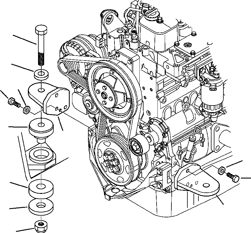 Схема запчастей Komatsu WB146PS-5 - B-A КРЕПЛЕНИЕ ДВИГАТЕЛЯ КОМПОНЕНТЫ ДВИГАТЕЛЯ