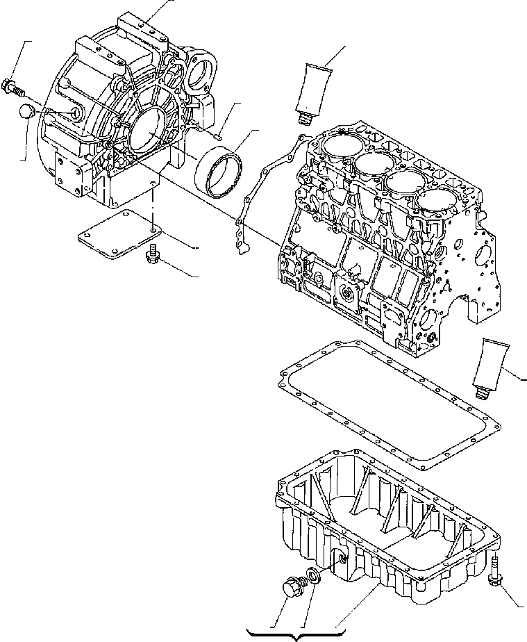 Схема запчастей Komatsu WB150-2N - FIG. A-A КАРТЕР МАХОВИКА И МАСЛ. НАСОС ДВИГАТЕЛЬ