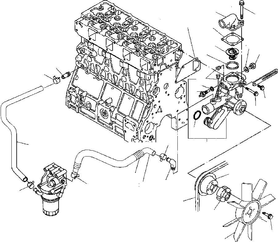 Схема запчастей Komatsu WB150-2N - FIG. A-A СИСТЕМА ОХЛАЖДЕНИЯ ДВИГАТЕЛЬ