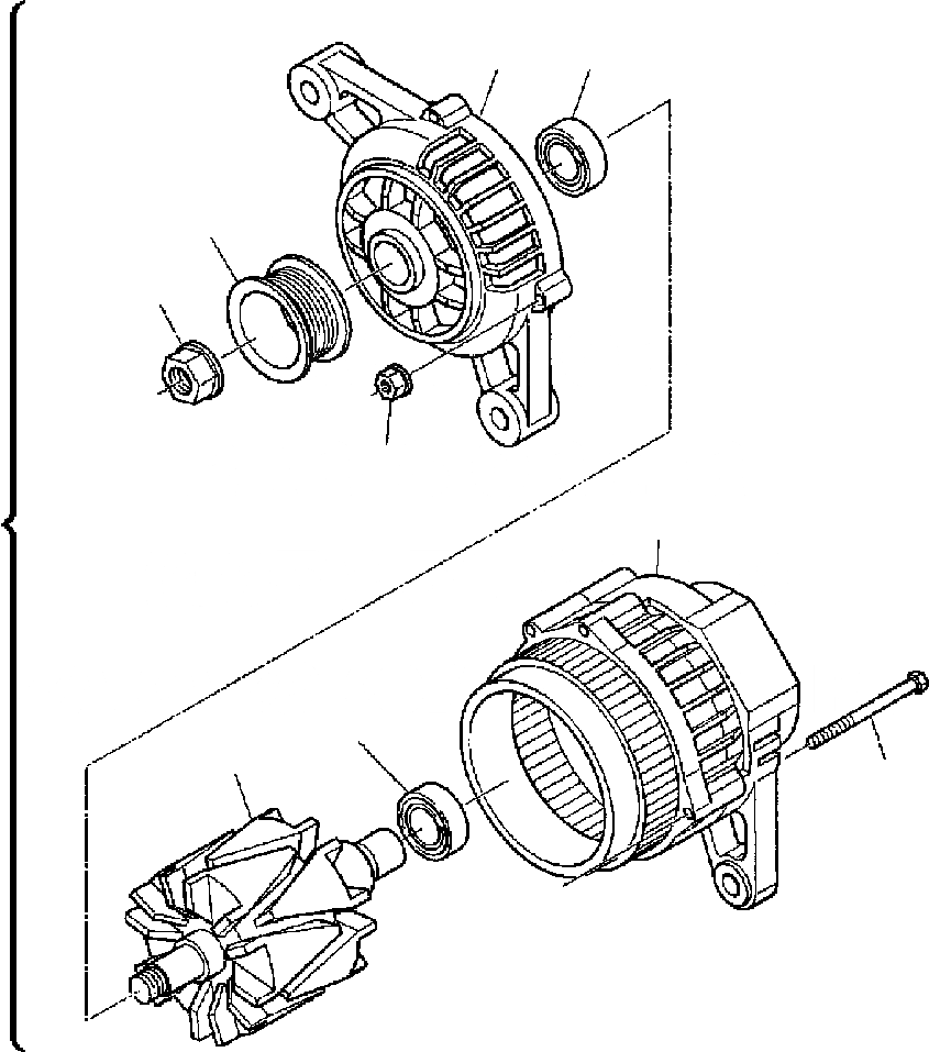 Схема запчастей Komatsu WB150-2N - FIG. A-A ГЕНЕРАТОР - 8 AMP ДВИГАТЕЛЬ