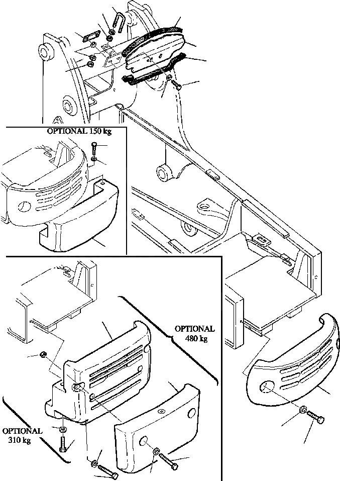 Схема запчастей Komatsu WB150-2N - FIG. M-A ПРОТИВОВЕС ЧАСТИ КОРПУСА