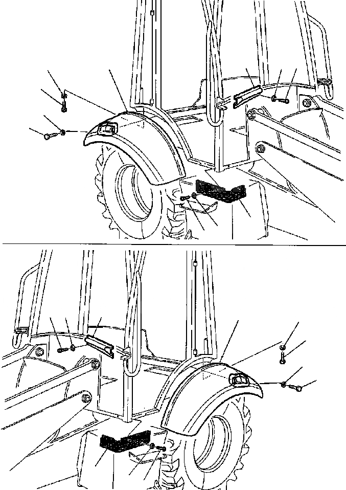 Схема запчастей Komatsu WB150-2N - FIG. M-A ЗАДН. КРЫЛО ЧАСТИ КОРПУСА