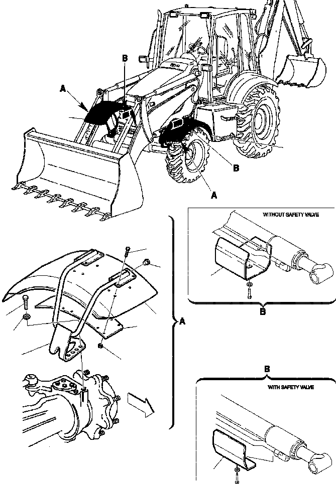 Схема запчастей Komatsu WB150-2N - FIG. M-A ПЕРЕДН. КРЫЛО ЧАСТИ КОРПУСА