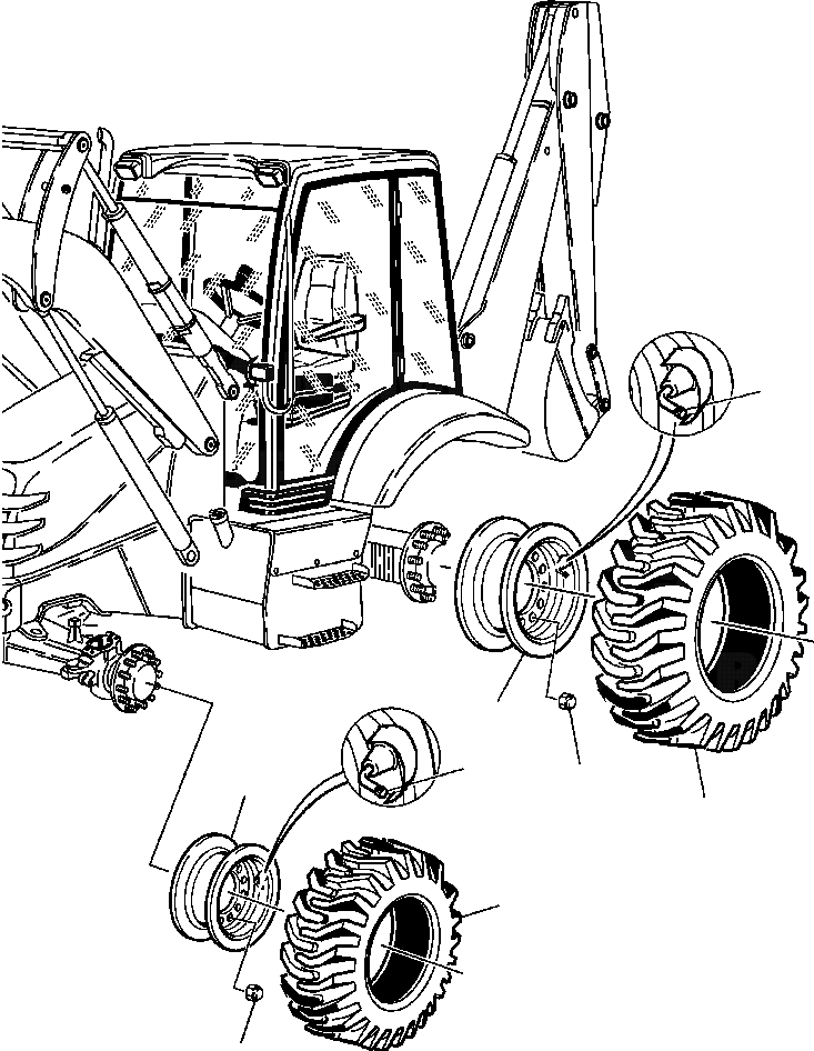 Схема запчастей Komatsu WB150-2N - FIG. S7-A КОЛЕСА (WD) ПОДВЕСКА И КОЛЕСА