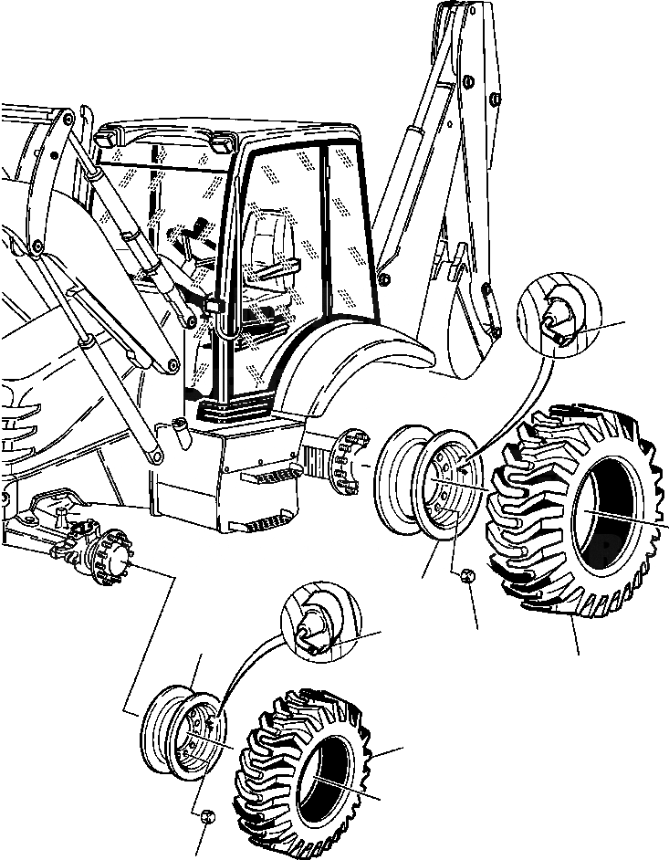 Схема запчастей Komatsu WB150-2N - FIG. S7-A КОЛЕСА (WD) ПОДВЕСКА И КОЛЕСА