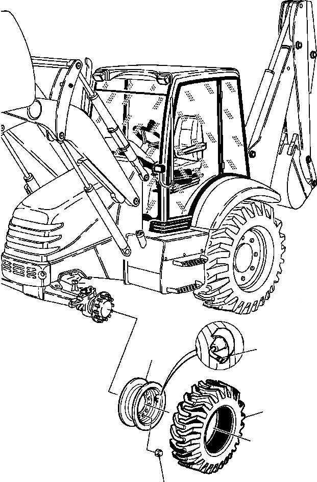 Схема запчастей Komatsu WB150-2N - FIG. S7-A КОЛЕСА (WD) - ПЕРЕДН. ./8R8-R ПОДВЕСКА И КОЛЕСА