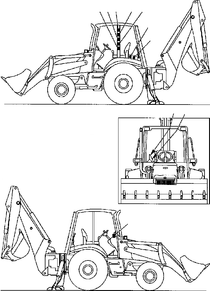 Схема запчастей Komatsu WB150-2N - FIG. U98-A НАКЛЕЙКИ - КАБИНА ТАБЛИЧКИS МАРКИРОВКА