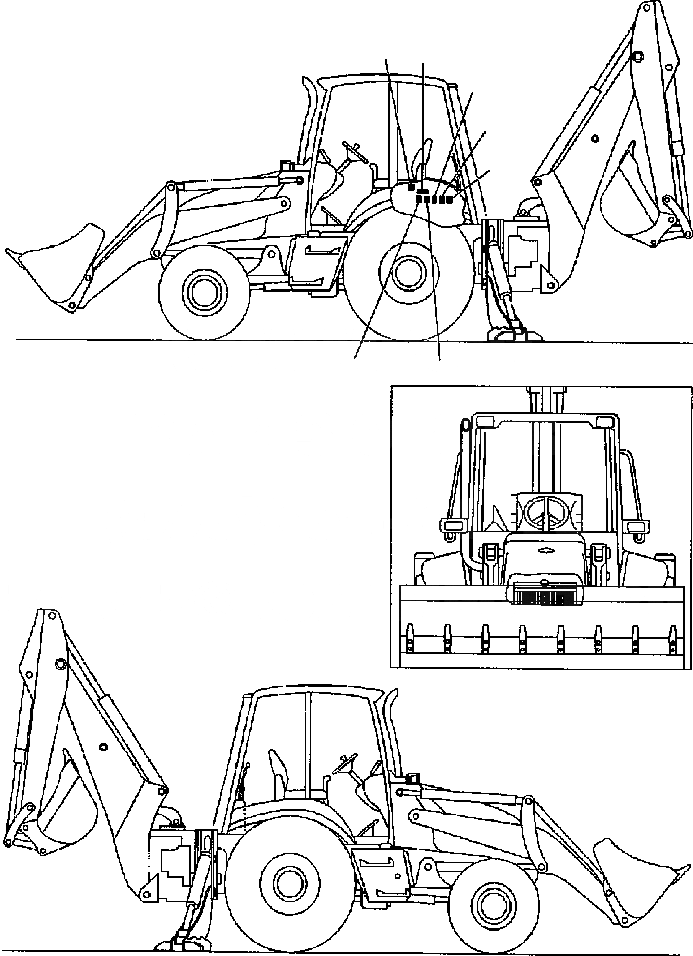 Схема запчастей Komatsu WB150-2N - FIG. U98-A НАКЛЕЙКИ - НАВЕС ТАБЛИЧКИS МАРКИРОВКА