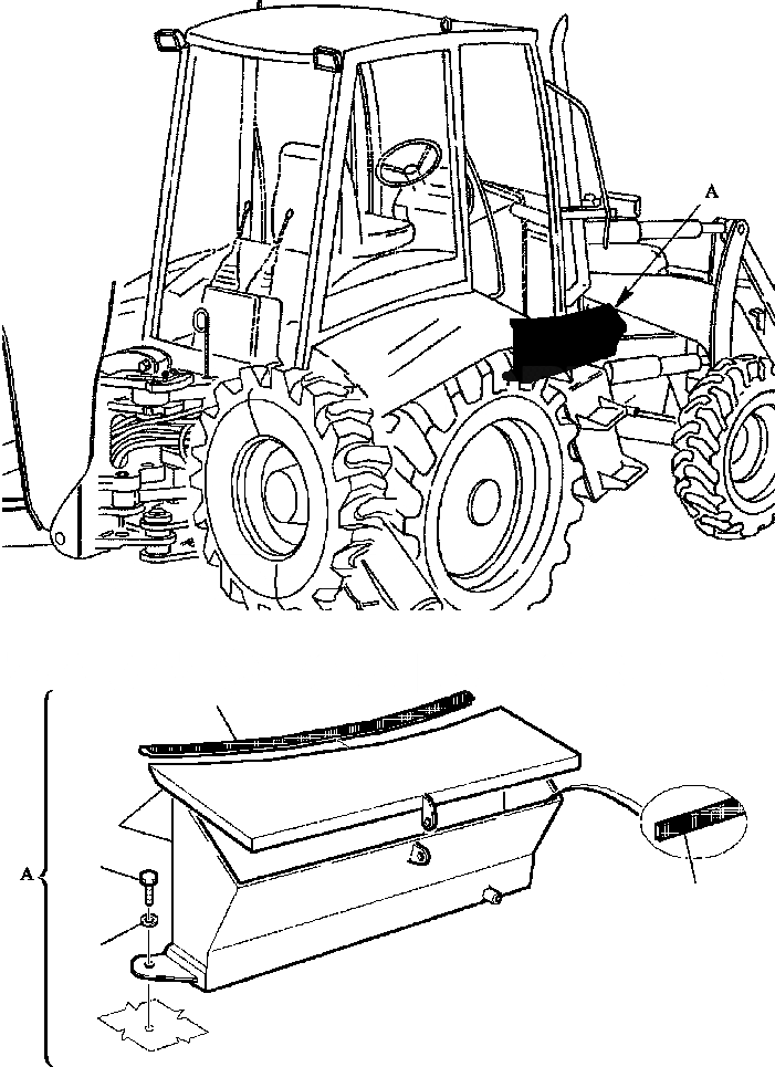 Схема запчастей Komatsu WB150-2N - FIG. W99-A ЯЩИК Д/ИНСТРУМЕНТА РАЗНОЕ