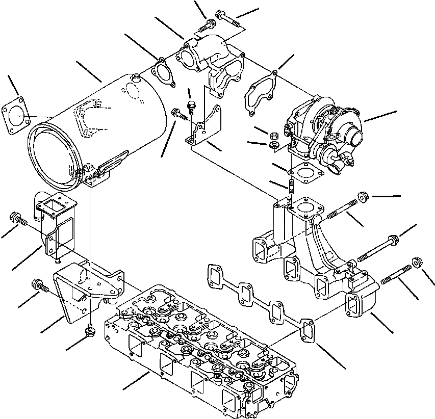 Схема запчастей Komatsu WB150-2N - FIG. A-A ДВИГАТЕЛЬ - ВЫПУСКНОЙ КОЛЛЕКТОР, ТУРБОНАГНЕТАТЕЛЬ И ГЛУШИТЕЛЬ ДВИГАТЕЛЬ