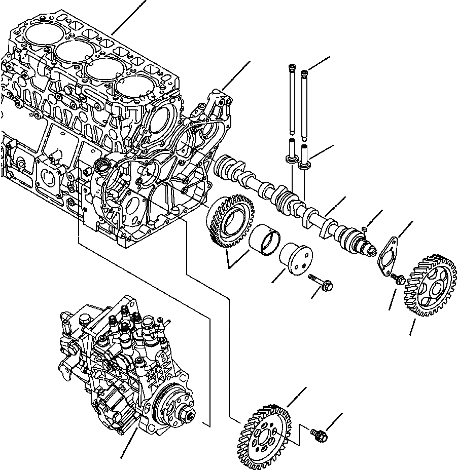 Схема запчастей Komatsu WB150-2N - FIG. A-A ДВИГАТЕЛЬ - РАСПРЕДВАЛ И ПРИВОД ДВИГАТЕЛЬ