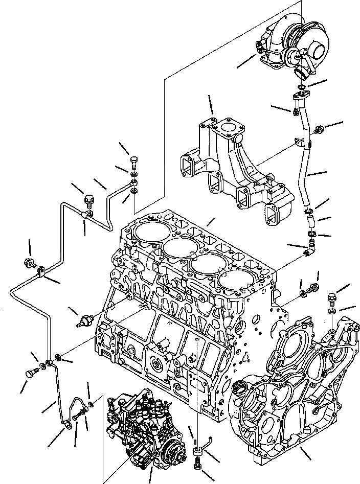 Схема запчастей Komatsu WB150-2N - FIG. A-A ДВИГАТЕЛЬ - TURBO LUBE ЛИНИИ ДВИГАТЕЛЬ