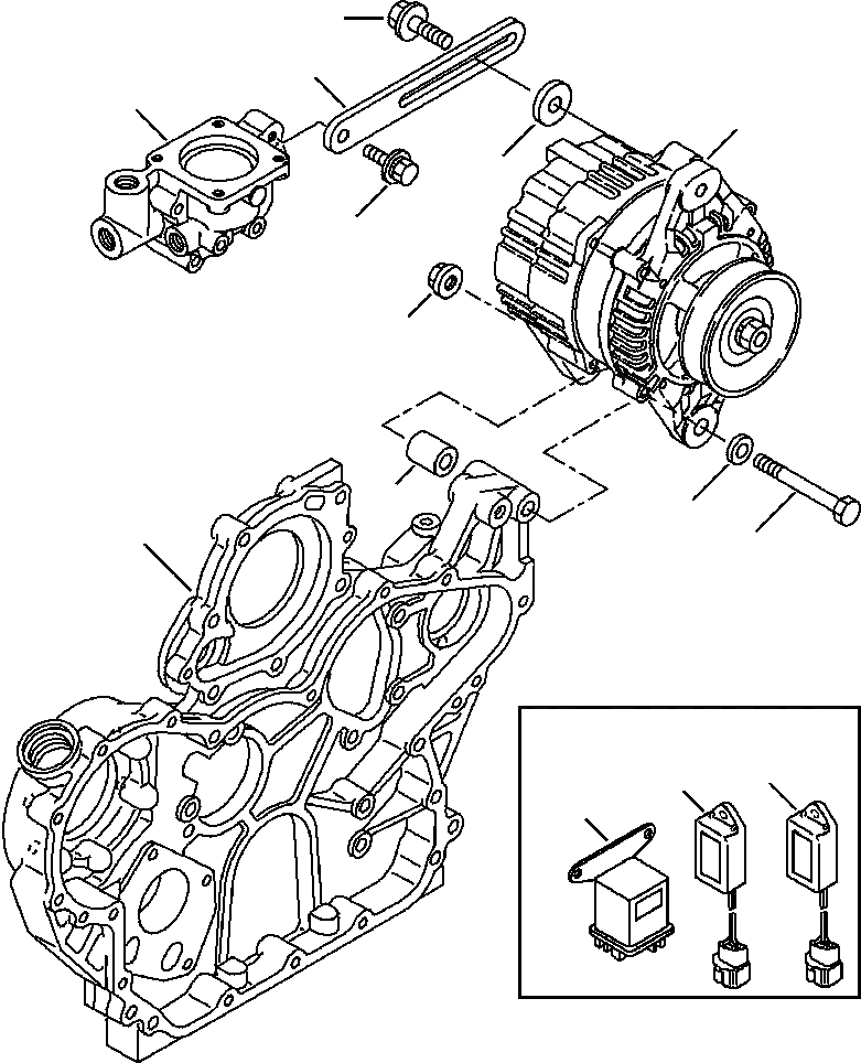 Схема запчастей Komatsu WB150-2N - FIG. A-A ДВИГАТЕЛЬ - КРЕПЛЕНИЕ ГЕНЕРАТОРА ДВИГАТЕЛЬ