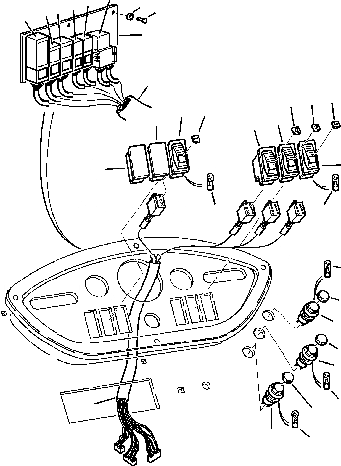Схема запчастей Komatsu WB150-2N - FIG. E-A  ПРИБОРНАЯ ПАНЕЛЬ - ПЕРЕКЛЮЧАТЕЛЬES И РЕЛЕS ЭЛЕКТРИКА
