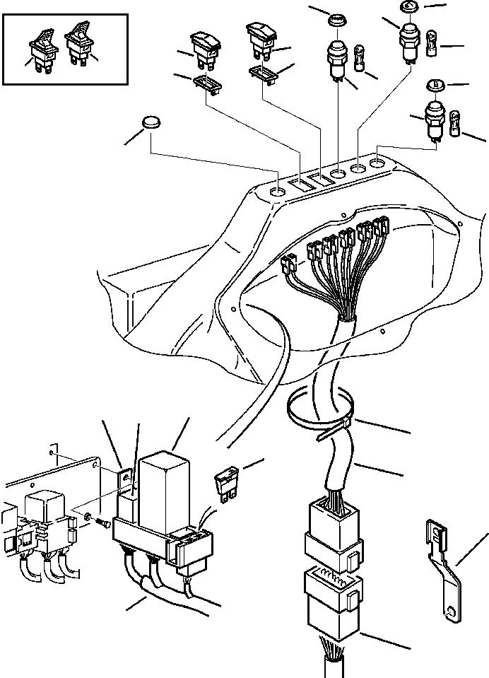 Схема запчастей Komatsu WB150-2N - FIG. E-A PPC СИСТЕМА -  ПРИБОРНАЯ ПАНЕЛЬ COMPONENTS ЭЛЕКТРИКА