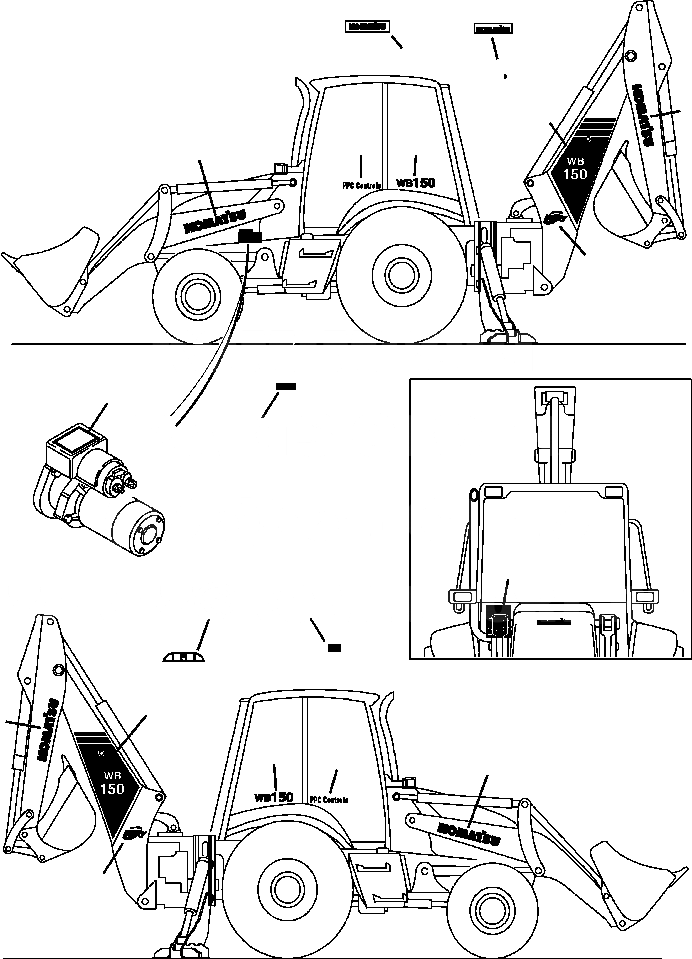 Схема запчастей Komatsu WB150-2N - FIG. U-A ТАБЛИЧКИS - IDENTIFICATION И УПРАВЛ-ЕS МАРКИРОВКА