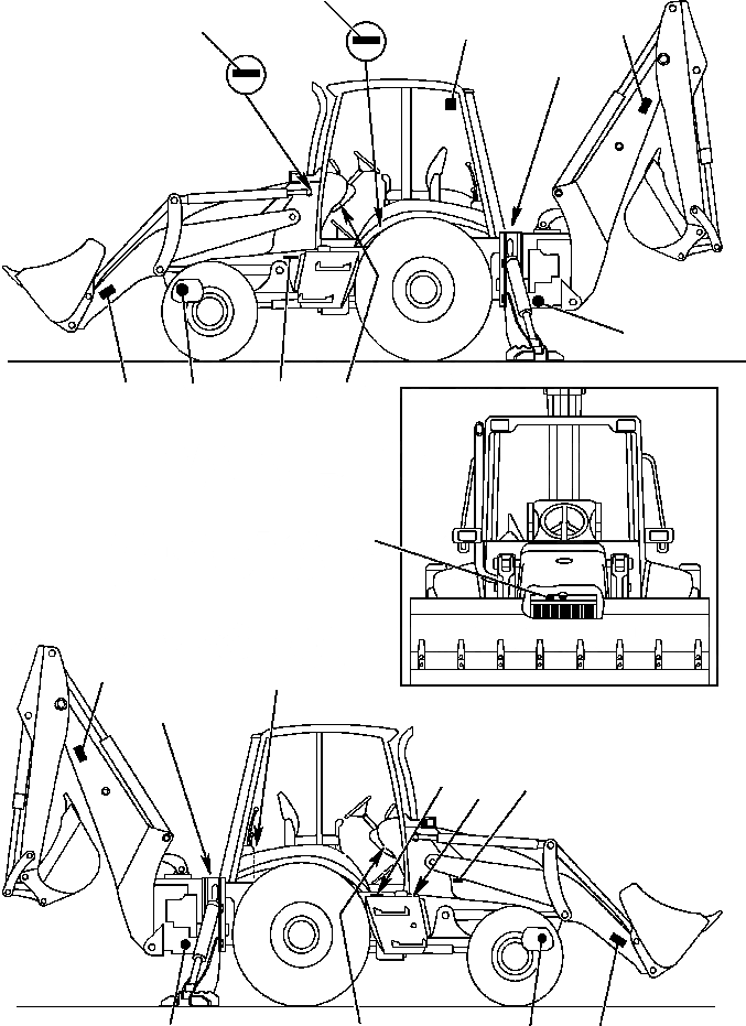 Схема запчастей Komatsu WB150-2N - FIG. U-A ТАБЛИЧКИS - РАБОЧЕЕ ОБОРУДОВАНИЕ МАРКИРОВКА