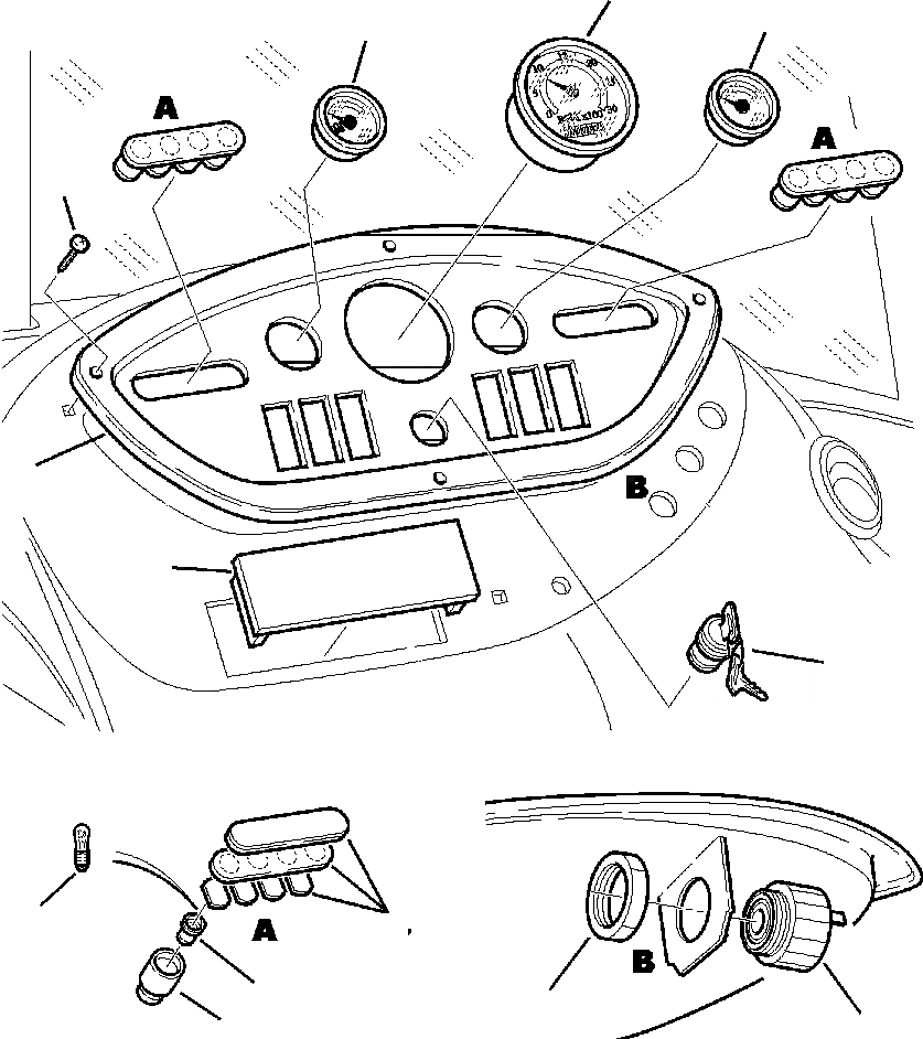 Схема запчастей Komatsu WB150AWS-2N - FIG. E-A  ПРИБОРНАЯ ПАНЕЛЬ - INSTRUMENT И LIGHTS ЭЛЕКТРИКА
