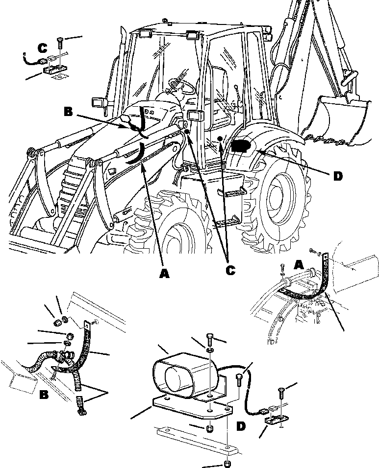 Схема запчастей Komatsu WB150AWS-2N - FIG. E-A ЭЛЕКТРИКА - GROUND STRAPS И СИГНАЛ. ЗАДНЕГО ХОДА ЭЛЕКТРИКА