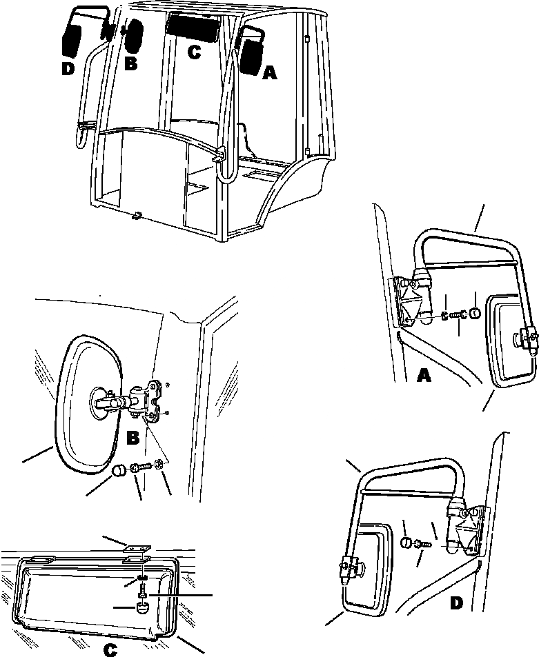 Схема запчастей Komatsu WB150AWS-2N - FIG. K8-A КАБИНА - MIRRORS КАБИНА ОПЕРАТОРА И СИСТЕМА УПРАВЛЕНИЯ