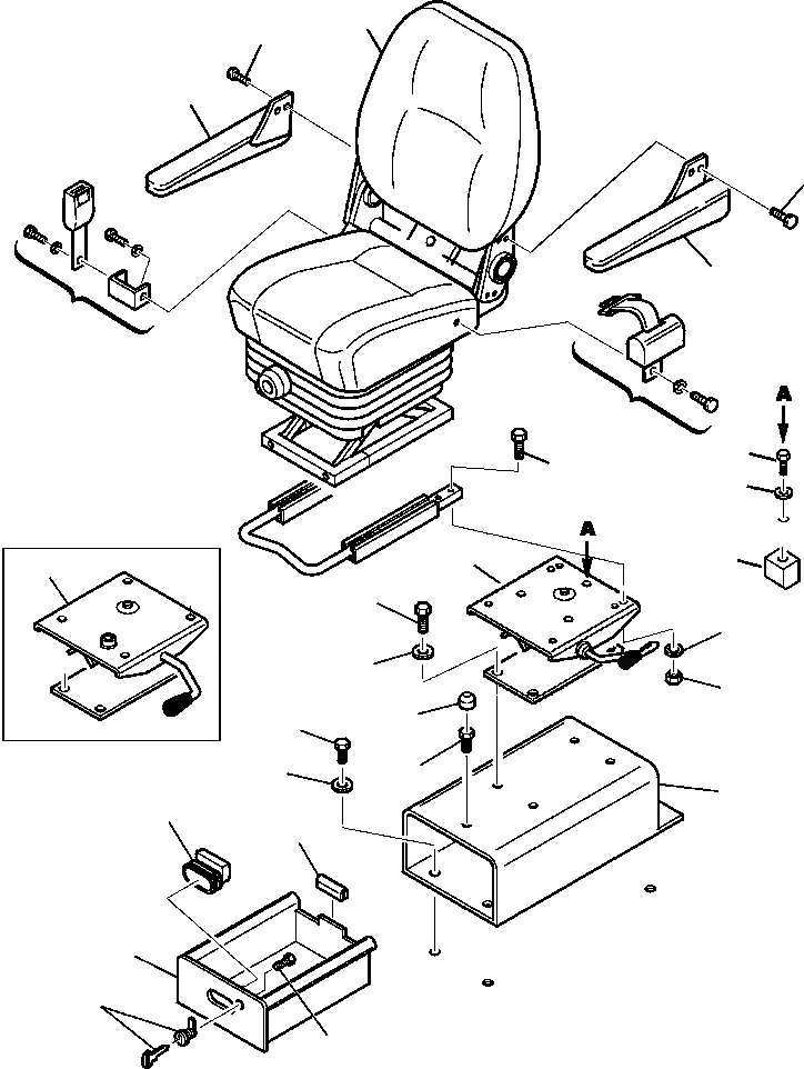 Схема запчастей Komatsu WB150AWS-2N - FIG. K-A КАБИНА СИДЕНЬЕ ОПЕРАТОРА - СУППОРТ И КРЕПЛЕНИЕ КАБИНА ОПЕРАТОРА И СИСТЕМА УПРАВЛЕНИЯ