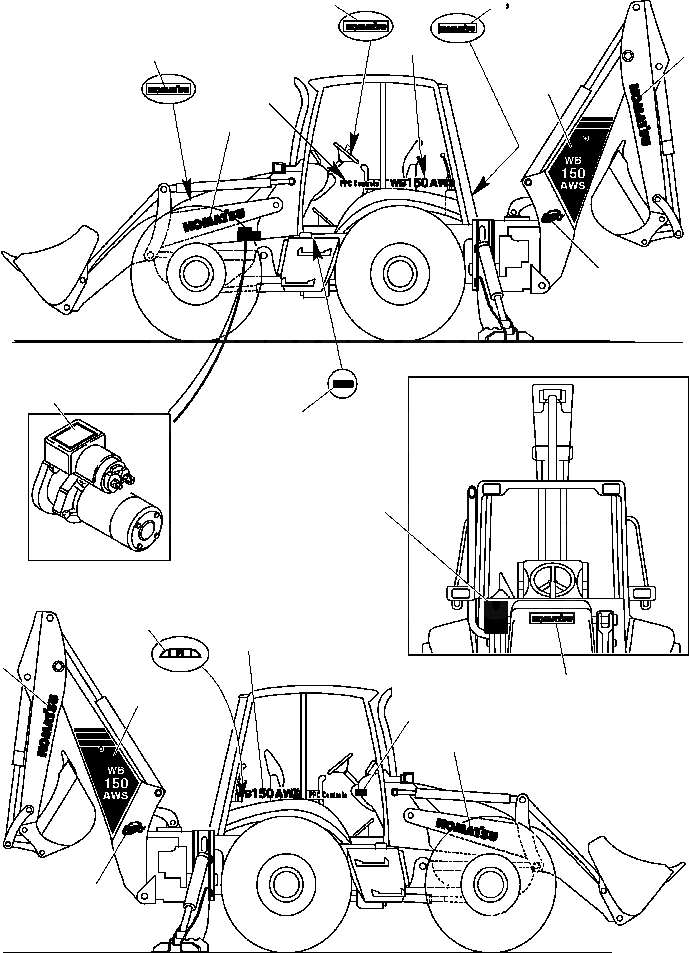 Схема запчастей Komatsu WB150AWS-2N - FIG. U-A ТАБЛИЧКИS - IDENTIFICATION И УПРАВЛ-ЕS МАРКИРОВКА