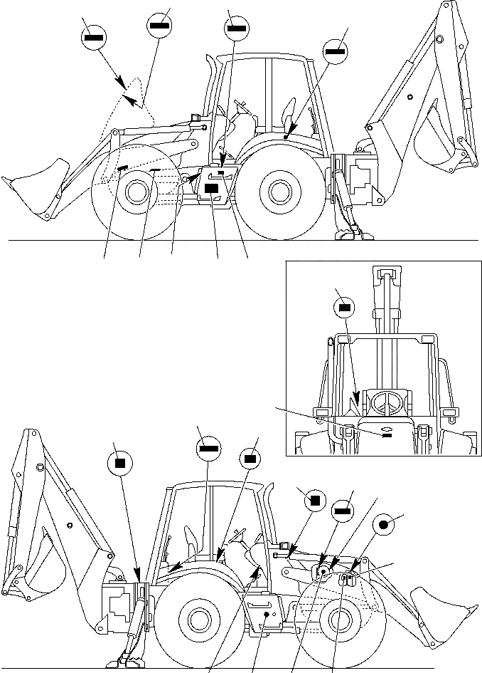 Схема запчастей Komatsu WB150AWS-2N - FIG. U-A ТАБЛИЧКИS - MACHINE WARNING МАРКИРОВКА