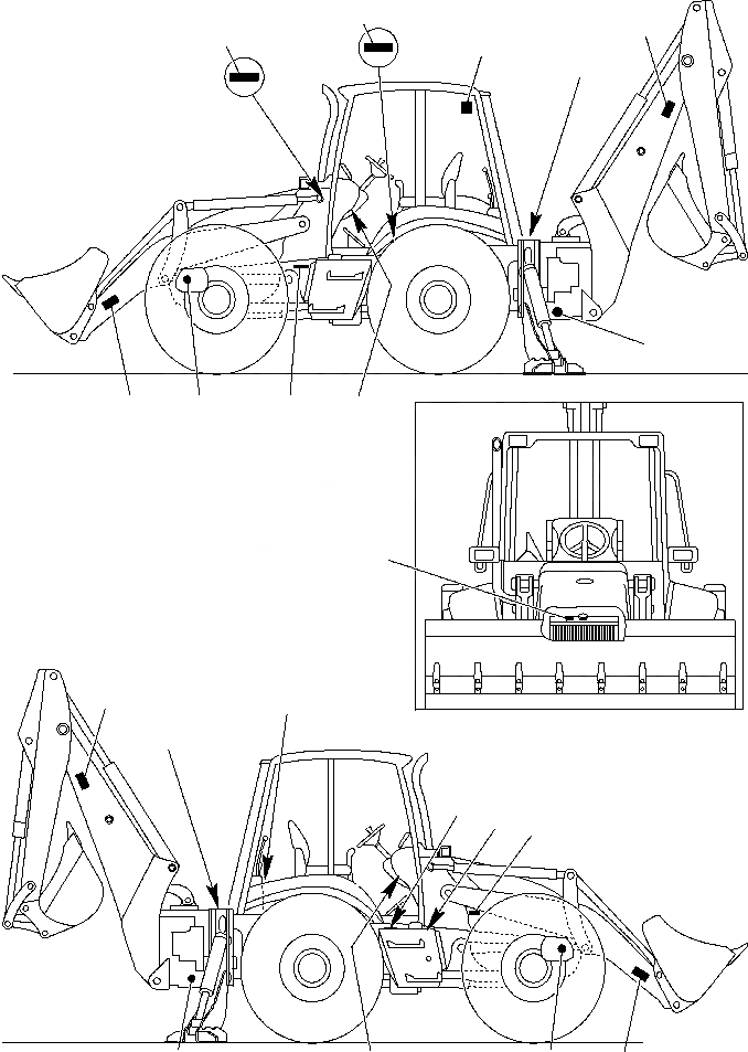 Схема запчастей Komatsu WB150AWS-2N - FIG. U-A ТАБЛИЧКИS - РАБОЧЕЕ ОБОРУДОВАНИЕ МАРКИРОВКА