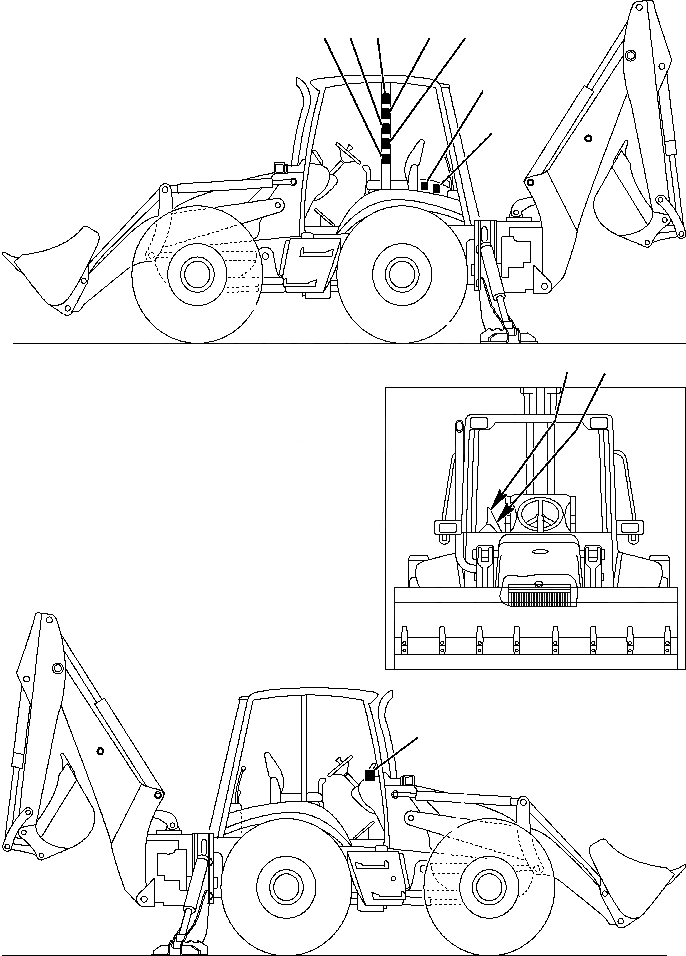 Схема запчастей Komatsu WB150AWS-2N - FIG. U-A ТАБЛИЧКИS - ON КАБИНА МАРКИРОВКА