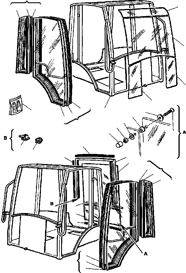 Схема запчастей Komatsu WB150AWS-2N - FIG. K-A КАБИНА - СТЕКЛА КАБИНА ОПЕРАТОРА И СИСТЕМА УПРАВЛЕНИЯ