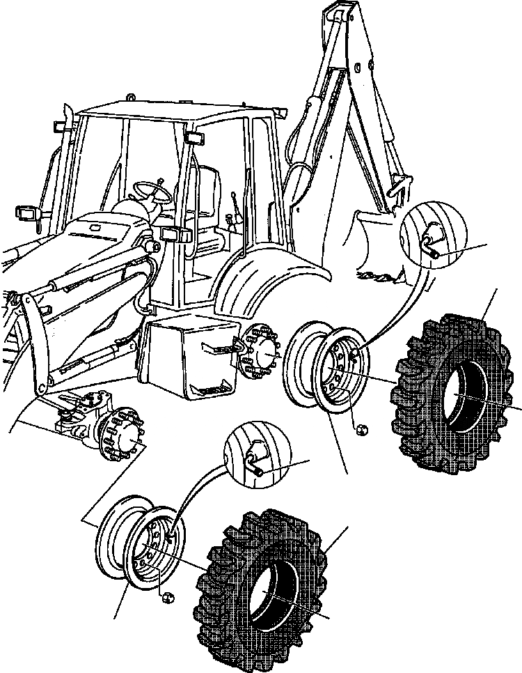 Схема запчастей Komatsu WB150AWS-2N - FIG. S7-A КОЛЕСА ПОДВЕСКА И КОЛЕСА