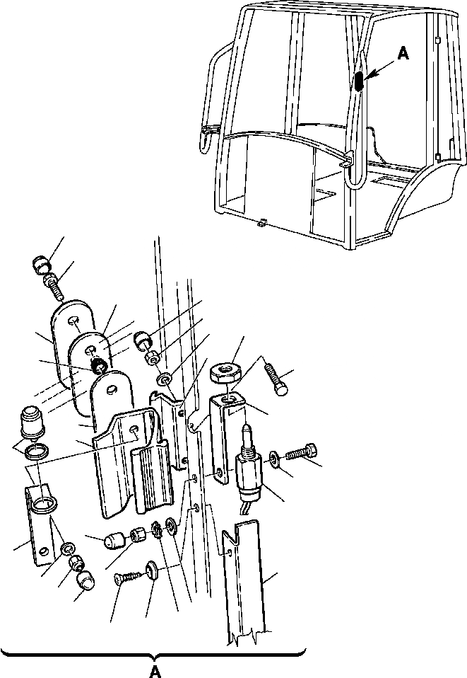 Схема запчастей Komatsu WB150PS-2N - FIG. K-A КАБИНА - ОКНА РУКОЯТЬ И ПЕРЕКЛЮЧАТЕЛЬ КАБИНА ОПЕРАТОРА И СИСТЕМА УПРАВЛЕНИЯ